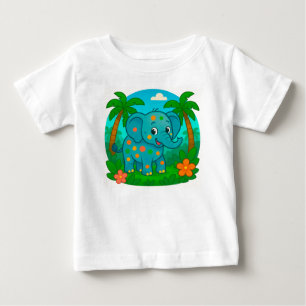Färgrik serieelefant i tropisk landskap t shirt