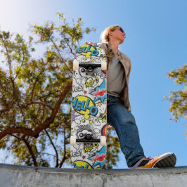 Färgrik seriefigur Popkonst Pratbubbelmönster Mini Skateboard Bräda 18,5 Cm