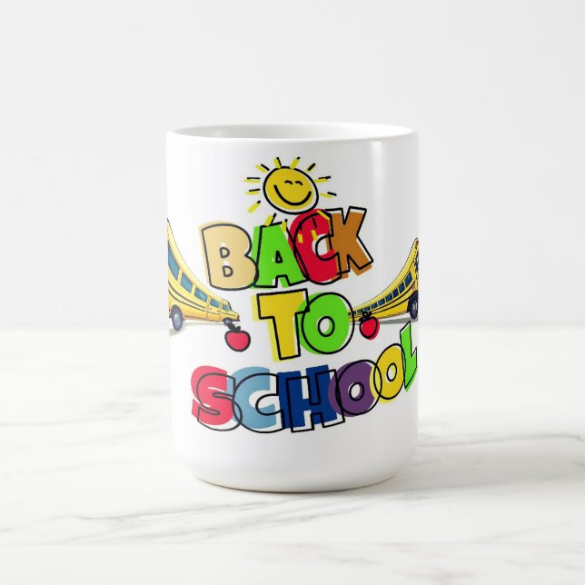 Färgrik seriefigursdesign för skolstart med skola kaffemugg (Center)