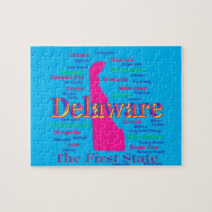 Färgrik Silhouette för Delaware statlig pridekar Pussel
