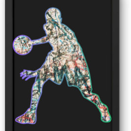 Färgrik silhuett av basketspelare hoodie