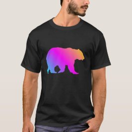 Färgrik silhuett av grizzlybjörn i pastellfärger t shirt