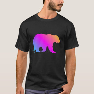 Färgrik silhuett av grizzlybjörn i pastellfärger t shirt