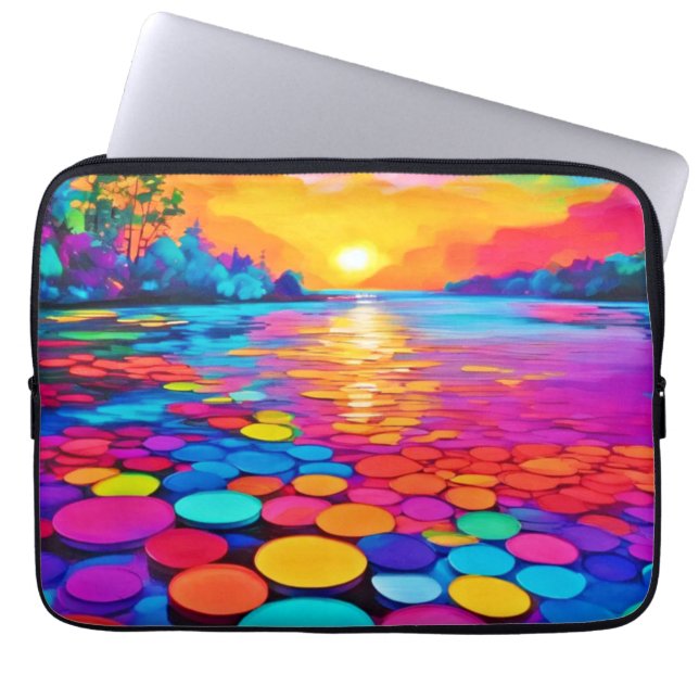 Färgrik sjö vid solnedgång laptop fodral (Framsidan)