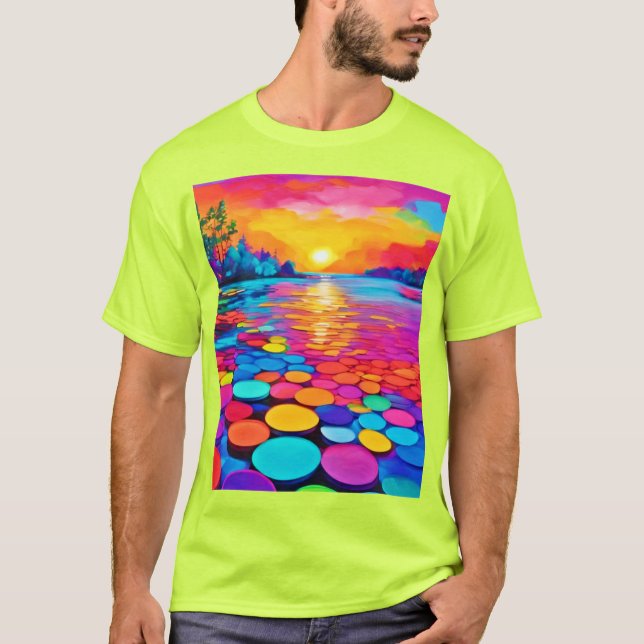 Färgrik sjö vid solnedgång t shirt (Framsida)