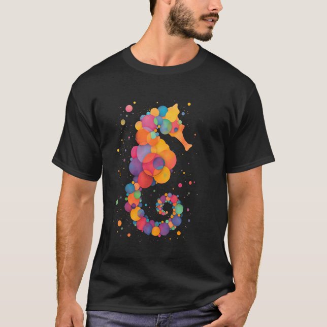 Färgrik sjöhästar t shirt (Framsida)