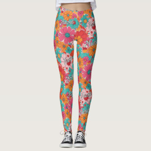 Färgrik Sjuksköterska Blommönster (1) Leggings