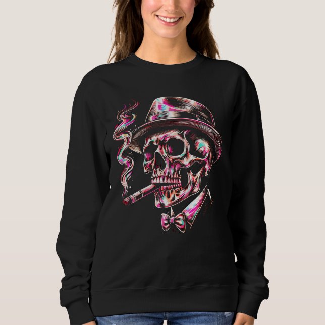 Färgrik skallig cigarrkonst t shirt (Framsida)