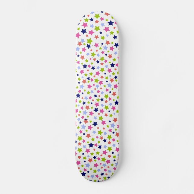 Färgrik skateboard för stjärnamönstervit (Framsida)
