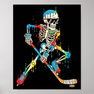 Färgrik Skelett Hockey Glass Drip Player  Poster