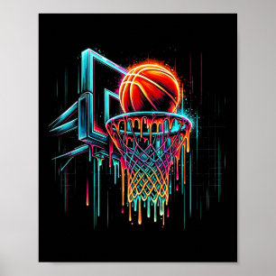 Färgrik Sketll Droppande Färg Stänk Hoop Nät Dri Poster
