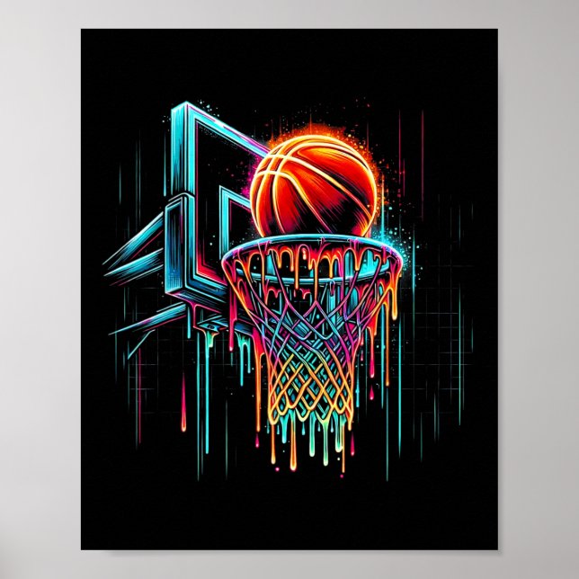 Färgrik Sketll Droppande Färg Stänk Hoop Nät Dri Poster (Framsidan)