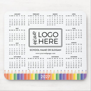 Färgrik skol logotyp 2027 kalender musmattor
