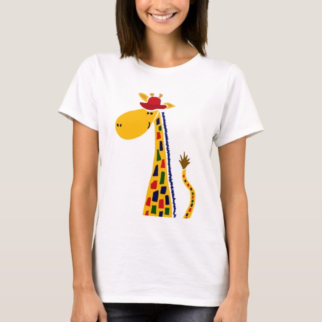 Färgrik skraj giraffkonst tee shirt (Framsida)