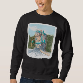 Färgrik slott illustration lång ärmad tröja