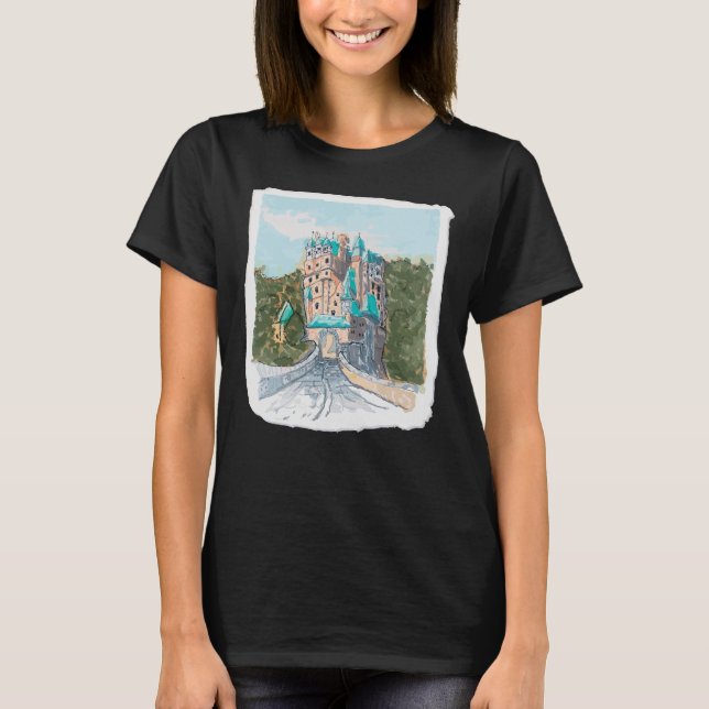 Färgrik slott illustration t shirt (Framsida)