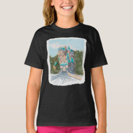 Färgrik slott illustration t shirt