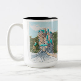 Färgrik slott illustration Två-Tonad mugg