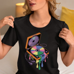Färgrik Smältande Skivspelare T-Shirt