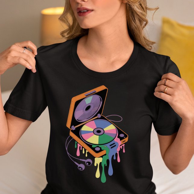 Färgrik Smältande Skivspelare T-Shirt (Skapare uppladdad)