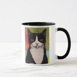 Färgrik smokingkatt mugg