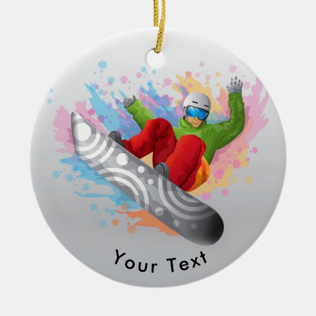 Färgrik Snowboardervisning för SPORTAR av expertis Julgransprydnad Keramik (Framsidan)