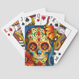 Färgrik Socker Skalle Folk Art Design Casinokort