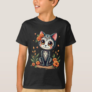 Färgrik sockerkallekatt mexikansk Halloween T Shirt