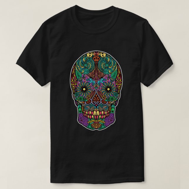 Färgrik sockerskalle t-shirt (Design framsida)