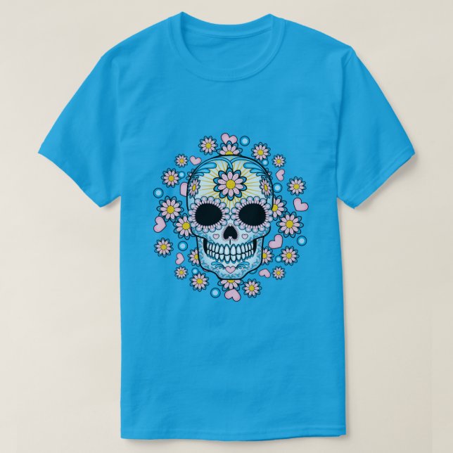 Färgrik sockerskalle t shirt (Design framsida)