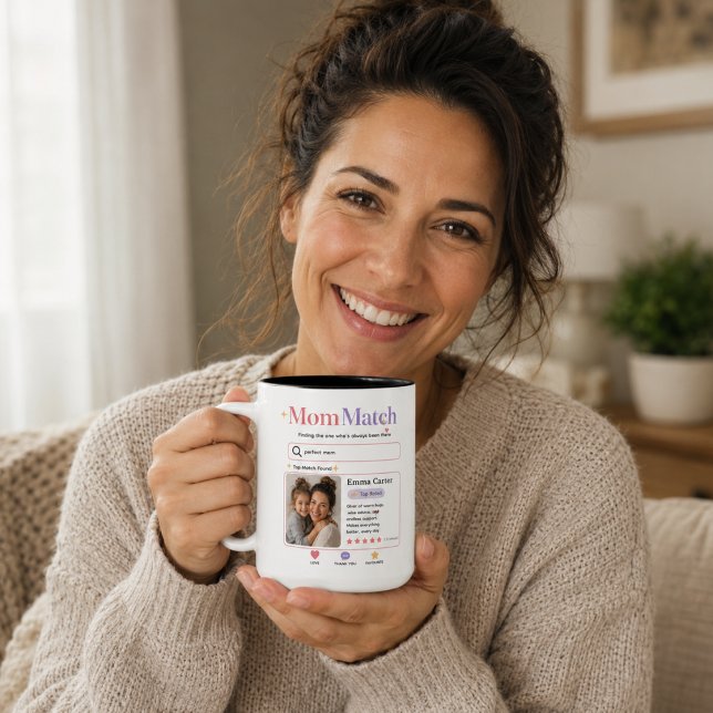 Färgrik sökstil Mamma Foto Hyllning Två-Tonad Mugg (Colorful Search Style Mom Photo Tribute Two-Tone Coffee Mug
)