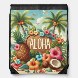 FÄRGRIK SOMMAR-ALOHA MED BLOMMOR STRAND KOKOSNÖT GYMPAPÅSE