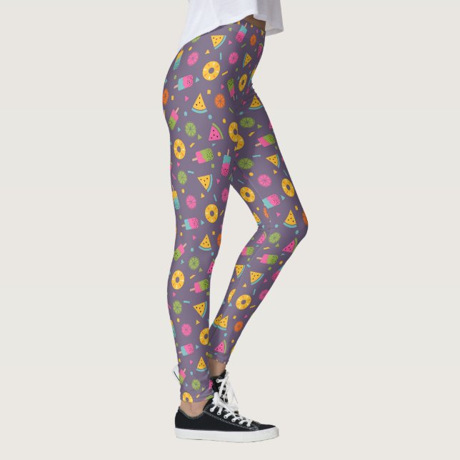 färgrik sommar-glass-mönster leggings (Höger)