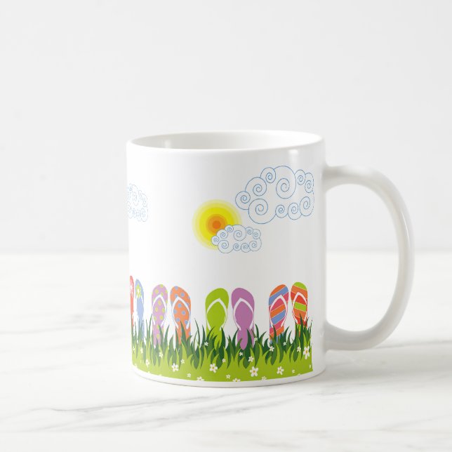 Färgrik sommarflinflip flops som är rolig i kaffemugg (Höger)