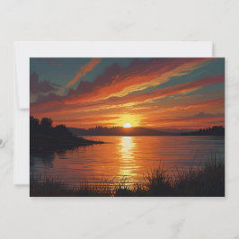 Färgrik sommarsjö solnedgång soluppgång Reflektion Julkort