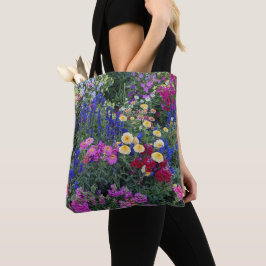 Färgrik sommarträdgårdsblomma tygkasse
