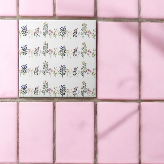 Färgrik sommarvildblommamönster kakelplatta (Skapare uppladdad)