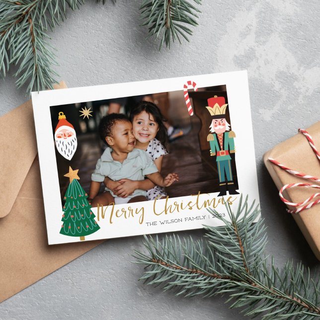 Färgrik söt julfamilj foto  julkort (Skapare uppladdad)
