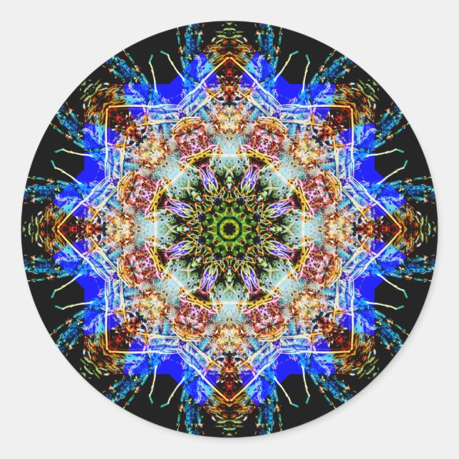 Färgrik specificerad Mandala Runt Klistermärke (Framsida)