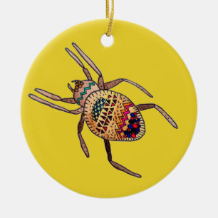 Färgrik spindel arachnid konst julgransprydnad keramik