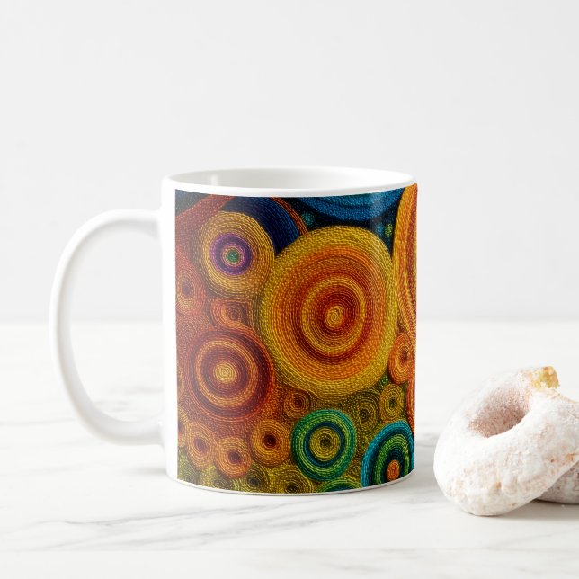 Färgrik Spiral Abstrakt Mönster Geometrisk Virvel Kaffemugg (Med munk)