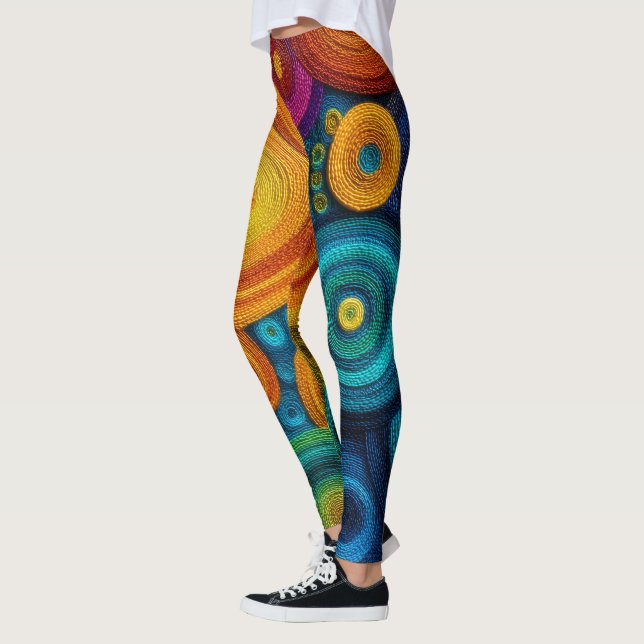 Färgrik Spiral Abstrakt Mönster Geometrisk Virvel Leggings (Vänster)