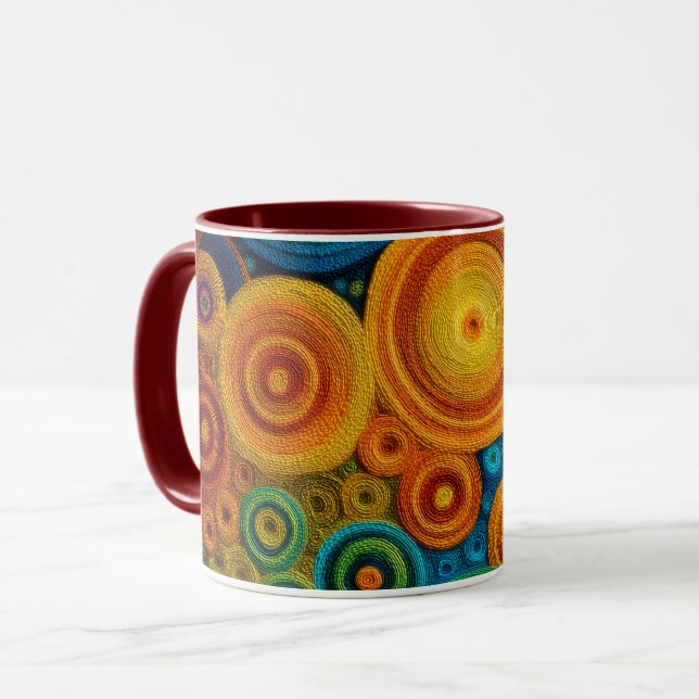 Färgrik Spiral Abstrakt Mönster Geometrisk Virvel Mugg (Framsida vänster)