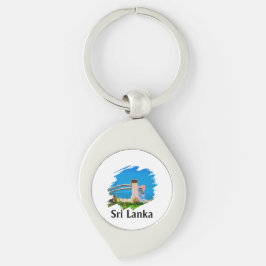 Färgrik Sri lankesiska Swirl Silverfärgad Nyckelring