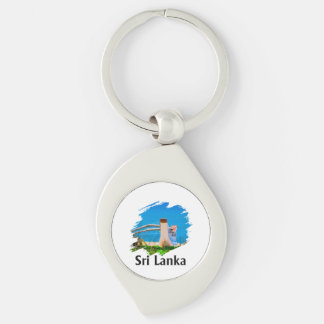 Färgrik Sri lankesiska Swirl Silverfärgad Nyckelring