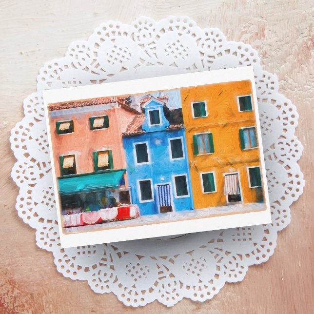 Färgrik stad Burano Italien vykort (Skapare uppladdad)