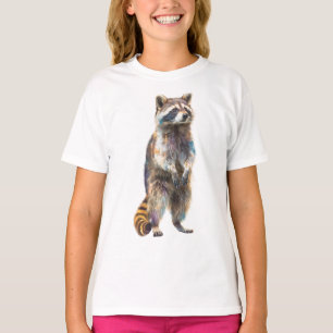 Färgrik stående illustration av tvättbjörn för bar t shirt