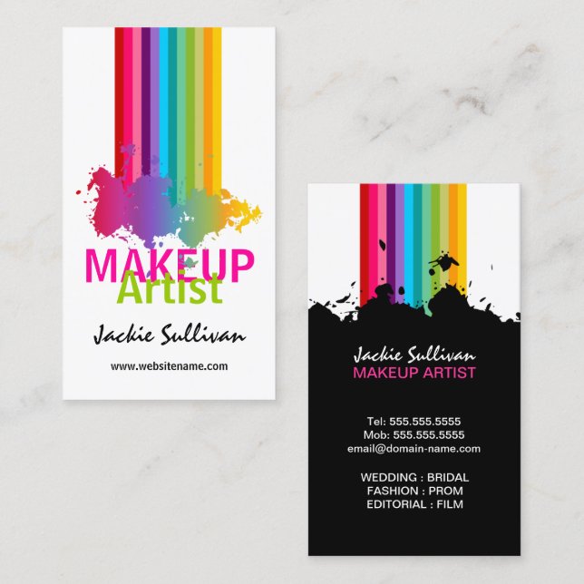 Färgrik stänkMakeupkonstnär Visitkort (Fram/baksida)