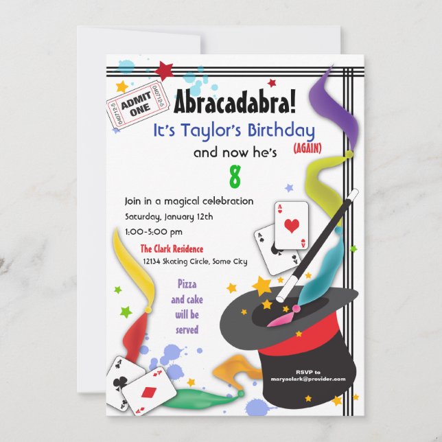 Färgrik stänkroligt med magisk inbjudan (Framsida)