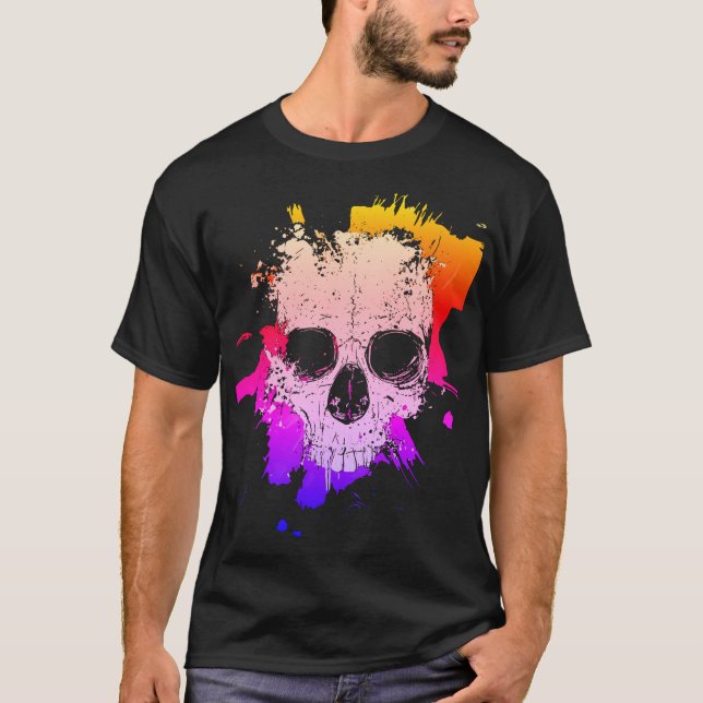 Färgrik stänkskalle t shirt (Framsida)